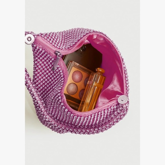 I.N.C. International Concepts Sparkle Mesh Pouch, pink drgn fruit  Bag - Picture 3 of 5